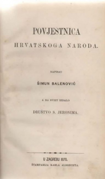 Balenović Šimun: Povjestnica hrvatskoga naroda